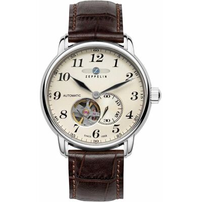 Zeppelin, Montre, LZ127 Graf automatique, Beige, Marron, Argent, (Chronographe, Horloge analogique, 40 mm) Zeppelin, Montre, LZ127 Graf automatique, Beige, Marron, Argent, (Chronographe, Horloge analogique, 40 mm)