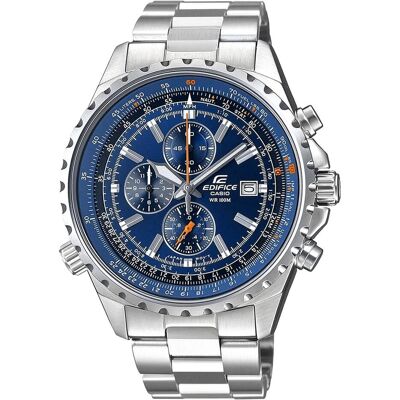 Casio Montre, Edifice, Bleu, Argent, (Chronographe, Horloge analogique, 45 mm) Casio Montre, Edifice, Bleu, Argent, (Chronographe, Horloge analogique, 45 mm)