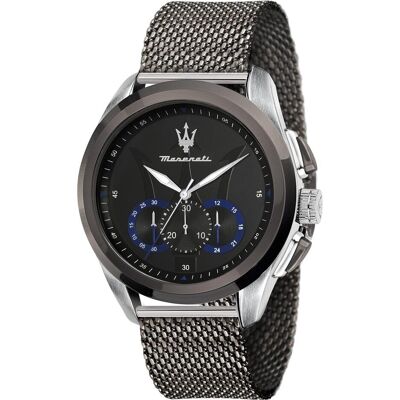 Maserati, Montre, Traguardo, Noir, Argent, Gris, (Chronographe, Horloge analogique, 45 mm) Maserati, Montre, Traguardo, Noir, Argent, Gris, (Chronographe, Horloge analogique, 45 mm)