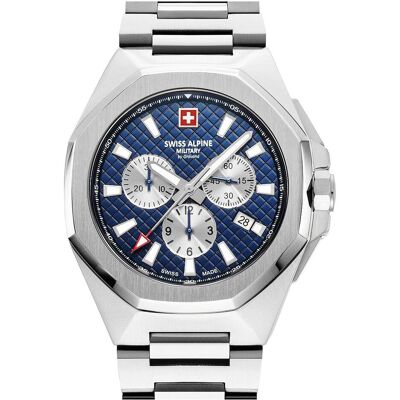 Swiss Alpine Military, Montre, Typhoon, Bleu, (Chronographe, 42 mm) Swiss Alpine Military, Montre, Typhoon, Bleu, (Chronographe, 42 mm)