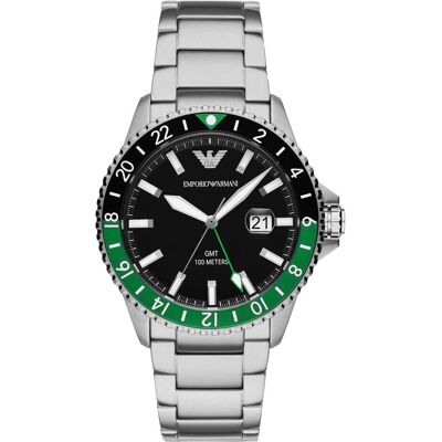 Giorgio Armani Emporio Armani, Montre, Diver GMT, Argent, (Horloge analogique, 42 mm) Giorgio Armani Emporio Armani, Montre, Diver GMT, Argent, (Horloge analogique, 42 mm)