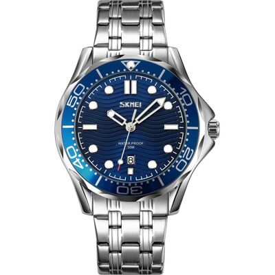 Skmei, Montre, 9276SISIBU Herrenuhr + BOX, Bleu, Argent, (Horloge analogique, 44 mm) Skmei, Montre, 9276SISIBU Herrenuhr + BOX, Bleu, Argent, (Horloge analogique, 44 mm)