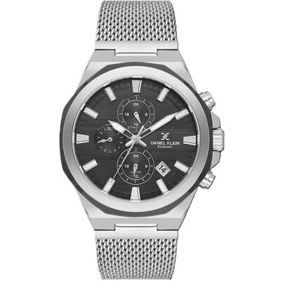 Daniel Klein, Montre, DK.1.14234-2, Noir, Argent, (Horloge analogique, 40 mm) Daniel Klein, Montre, DK.1.14234-2, Noir, Argent, (Horloge analogique, 40 mm)