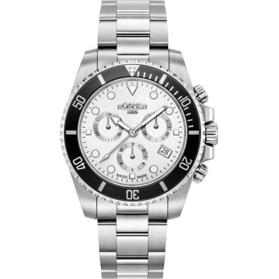 Roamer, Montre, Mer profonde 100 - 851837-41-15-20, Argent, (Chronographe, Montre de plongée, 41 mm) Roamer, Montre, Mer profonde 100 - 851837-41-15-20, Argent, (Chronographe, Montre de plongée, 41 mm)