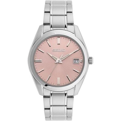 Seiko Montre, Men's Quartz Watch with Pink Dial, Date Indicator, 100m Water Resistant, Sapphire Crystal, Argent, Pink, (Horloge analogique, 40 mm) Seiko Montre, Men's Quartz Watch with Pink Dial, Date Indicator, 100m Water Resistant, Sapphire Crystal, Argent, Pink, (Horloge analogique, 40 mm)