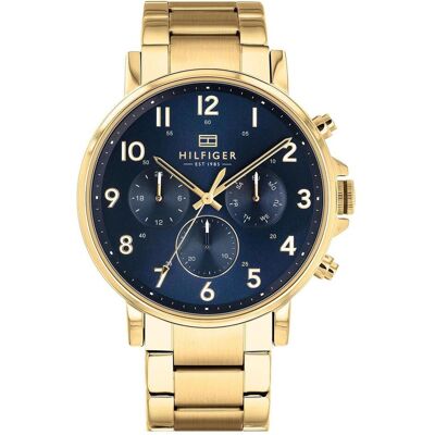 Tommy Hilfiger, Montre, Daniel, Bleu, Or, (Horloge analogique, 45 mm) Tommy Hilfiger, Montre, Daniel, Bleu, Or, (Horloge analogique, 45 mm)