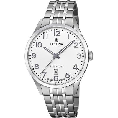 Festina, Montre, Titane, Blanc, (Horloge analogique, 40 mm) Festina, Montre, Titane, Blanc, (Horloge analogique, 40 mm)
