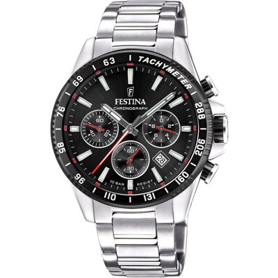 Festina, Montre, Timeless Chronograph, Argent, (Chronographe, Horloge analogique, 45 mm) Festina, Montre, Timeless Chronograph, Argent, (Chronographe, Horloge analogique, 45 mm)
