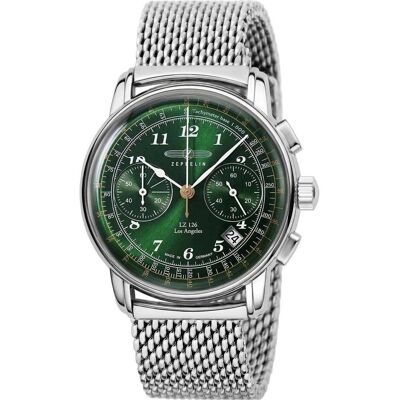 Zeppelin, Montre, Uhr LZ126 Los Angeles 7614M4 Quarz, Vert, Argent, (Chronographe, 42 mm) Zeppelin, Montre, Uhr LZ126 Los Angeles 7614M4 Quarz, Vert, Argent, (Chronographe, 42 mm)