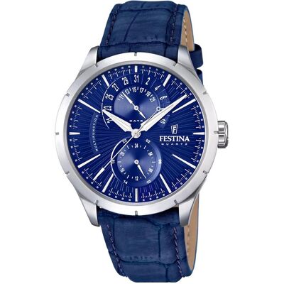 Festina, Montre, Classique, Argent, Bleu, (Horloge analogique, 46 mm) Festina, Montre, Classique, Argent, Bleu, (Horloge analogique, 46 mm)