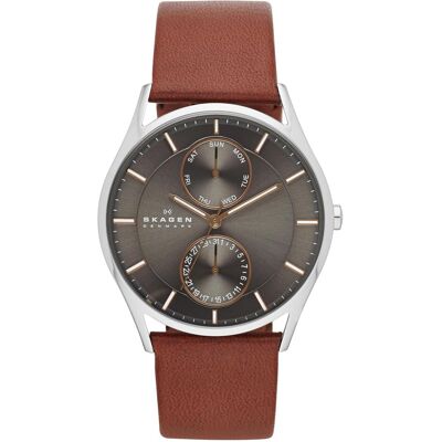 Skagen, Montre, Holst, Gris, Argent, Marron, (Horloge analogique, 40 mm) Skagen, Montre, Holst, Gris, Argent, Marron, (Horloge analogique, 40 mm)