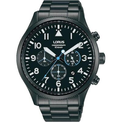 Lorus, Montre, Orologio Cronografo Aviator, Noir, (Chronographe, Horloge analogique, 42 mm) Lorus, Montre, Orologio Cronografo Aviator, Noir, (Chronographe, Horloge analogique, 42 mm)