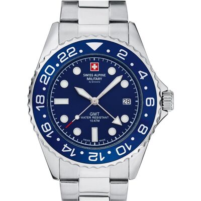 Swiss Alpine Military, Montre, 7052.1135 Diver 42mm 10ATM, Bleu, (Horloge analogique) Swiss Alpine Military, Montre, 7052.1135 Diver 42mm 10ATM, Bleu, (Horloge analogique)