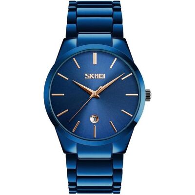 Skmei, Montre, 9140BU Herrenuhr + BOX, Argent, Bleu, Cuivre, (Horloge analogique, 40 mm) Skmei, Montre, 9140BU Herrenuhr + BOX, Argent, Bleu, Cuivre, (Horloge analogique, 40 mm)