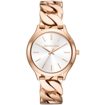 Michael Kors, Montre, Catena Cordoncino Slim da Passerella Mezzo Bracciale Ghiacciato, Argent, (Horloge analogique) Michael Kors, Montre, Catena Cordoncino Slim da Passerella Mezzo Bracciale Ghiacciato, Argent, (Horloge analogique)