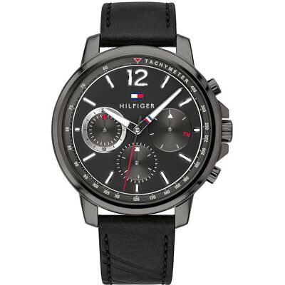 Tommy Hilfiger, Montre, Landon, Noir, (Chronographe, Horloge analogique, 44 mm) Tommy Hilfiger, Montre, Landon, Noir, (Chronographe, Horloge analogique, 44 mm)