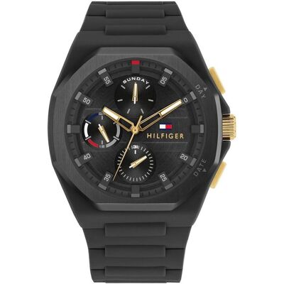 Tommy Hilfiger, Montre, Neo 1792120, Or, Noir, Argent, (Chronographe, 43 mm) Tommy Hilfiger, Montre, Neo 1792120, Or, Noir, Argent, (Chronographe, 43 mm)