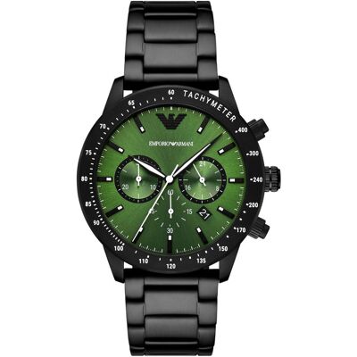 Giorgio Armani Emporio Armani, Montre, Mario, Noir, (Chronographe, Horloge analogique, 43 mm) Giorgio Armani Emporio Armani, Montre, Mario, Noir, (Chronographe, Horloge analogique, 43 mm)