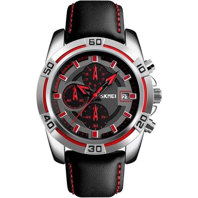 Skmei, Montre, 9156SIRD Herrenuhr + BOX, Rouge, Noir, Argent, (Chronographe, Horloge analogique, 46 mm) Skmei, Montre, 9156SIRD Herrenuhr + BOX, Rouge, Noir, Argent, (Chronographe, Horloge analogique, 46 mm)