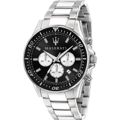 Maserati, Montre, Sfida, Argent, (Chronographe, Horloge analogique, 44 mm) Maserati, Montre, Sfida, Argent, (Chronographe, Horloge analogique, 44 mm)