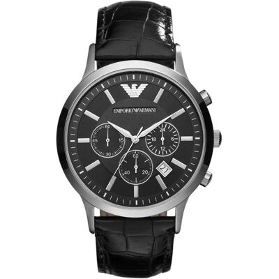 Giorgio Armani Emporio Armani, Montre, Renato, Noir, (Chronographe, 43 mm) Giorgio Armani Emporio Armani, Montre, Renato, Noir, (Chronographe, 43 mm)
