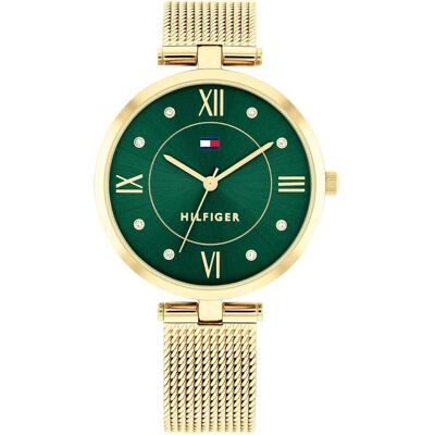 Tommy Hilfiger, Montre, Ella - Élégance classique, cadran vert avec cristaux, mouvement à quartz, Vert, (Horloge analogique, 34 mm) Tommy Hilfiger, Montre, Ella - Élégance classique, cadran vert avec cristaux, mouvement à quartz, Vert, (Horloge analogique, 34 mm)