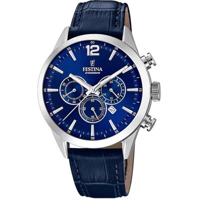 Festina, Montre, Chronographe intemporel, Bleu, (Chronographe, 44 mm) Festina, Montre, Chronographe intemporel, Bleu, (Chronographe, 44 mm)