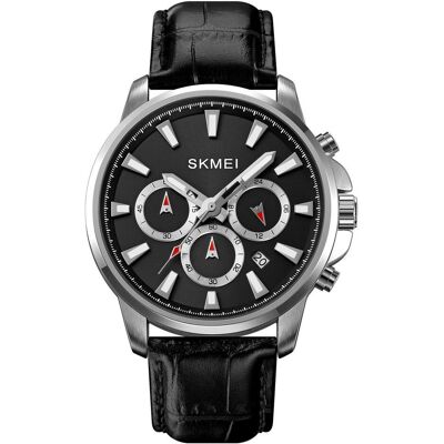 Skmei, Montre, 2071LSIBK Herrenuhr + BOX, Noir, Argent, Rouge, (Chronographe, Horloge analogique, 43 mm) Skmei, Montre, 2071LSIBK Herrenuhr + BOX, Noir, Argent, Rouge, (Chronographe, Horloge analogique, 43 mm)