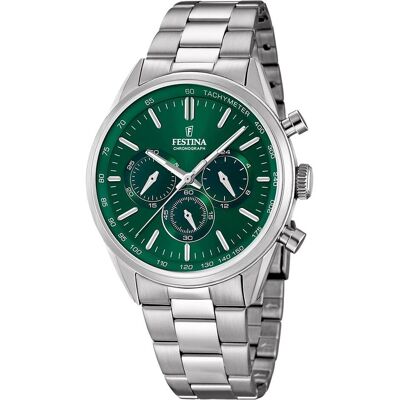 Festina, Montre, Chronographe Timeless, Argent, (Chronographe, Horloge analogique, 44 mm) Festina, Montre, Chronographe Timeless, Argent, (Chronographe, Horloge analogique, 44 mm)