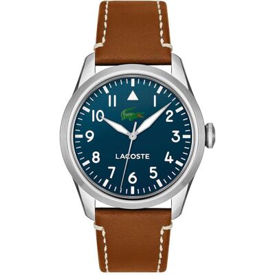 Lacoste, Montre, 2011301 Adventurer Montre Homme 42mm 5ATM, Bleu, Argent, Marron, (Horloge analogique, 42 mm) Lacoste, Montre, 2011301 Adventurer Montre Homme 42mm 5ATM, Bleu, Argent, Marron, (Horloge analogique, 42 mm)