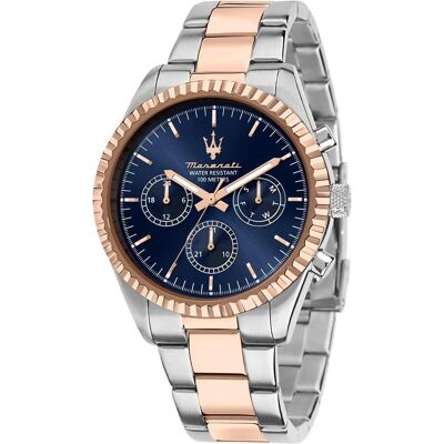 Maserati, Montre, Herrenuhr Competizione, Or, Multicolore, Bleu, Argent, (Chronographe, Horloge analogique, 43 mm) Maserati, Montre, Herrenuhr Competizione, Or, Multicolore, Bleu, Argent, (Chronographe, Horloge analogique, 43 mm)