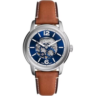 Fossil, Montre, Heritage, Bleu, Marron, Gris, Argent, (Horloge analogique, 43 mm) Fossil, Montre, Heritage, Bleu, Marron, Gris, Argent, (Horloge analogique, 43 mm)