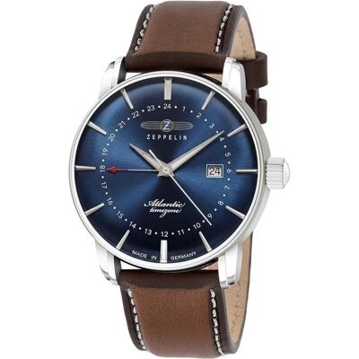 Zeppelin, Montre, Atlantic 8442-3, Bleu, Argent, Marron, (Horloge analogique, 40 mm) Zeppelin, Montre, Atlantic 8442-3, Bleu, Argent, Marron, (Horloge analogique, 40 mm)