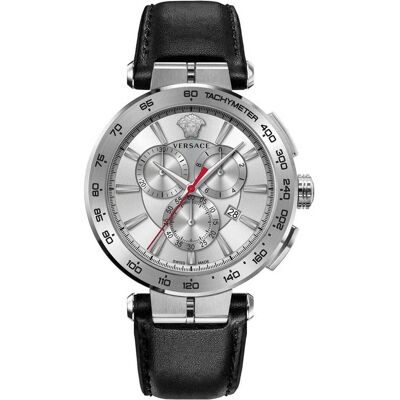 Versace, Montre, VE6CA0123, Argent, Noir, (Chronographe, Horloge analogique, Swiss Made, 45 mm) Versace, Montre, VE6CA0123, Argent, Noir, (Chronographe, Horloge analogique, Swiss Made, 45 mm)