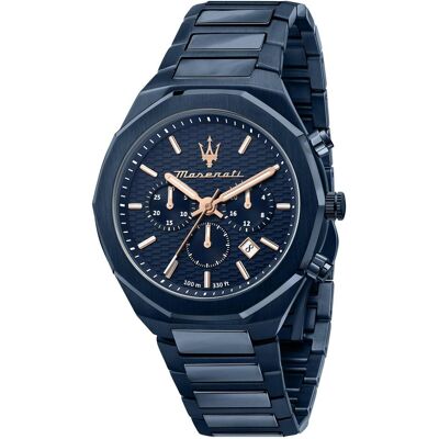 Maserati, Montre, Montre Chronographe Stile - R8873642008, Bleu, (Chronographe, 45 mm) Maserati, Montre, Montre Chronographe Stile - R8873642008, Bleu, (Chronographe, 45 mm)