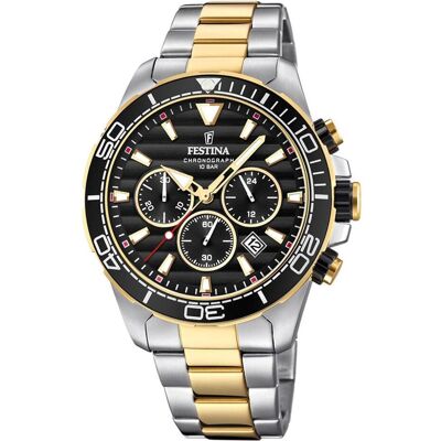 Festina, Montre, Sport, Argent, Or, (Chronographe, Horloge analogique, 44 mm) Festina, Montre, Sport, Argent, Or, (Chronographe, Horloge analogique, 44 mm)