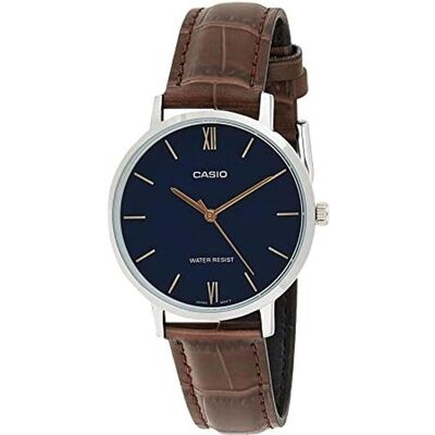 Casio Montre, Collection, Marron, Noir, Gris, Bleu, Argent, (Horloge analogique, 34 mm) Casio Montre, Collection, Marron, Noir, Gris, Bleu, Argent, (Horloge analogique, 34 mm)