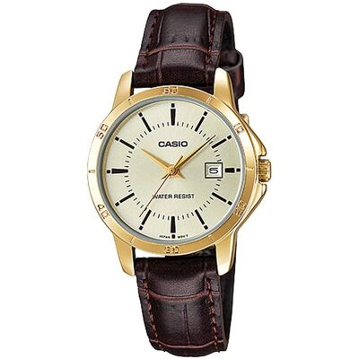 Casio Montre, MTP-V004GL-9A, Or, Marron, (Horloge analogique, 46 mm) Casio Montre, MTP-V004GL-9A, Or, Marron, (Horloge analogique, 46 mm)