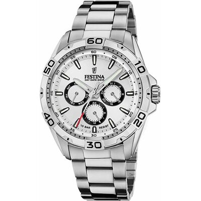 Festina, Montre, Multifunction, Argent, (Horloge analogique, 44 mm) Festina, Montre, Multifunction, Argent, (Horloge analogique, 44 mm)