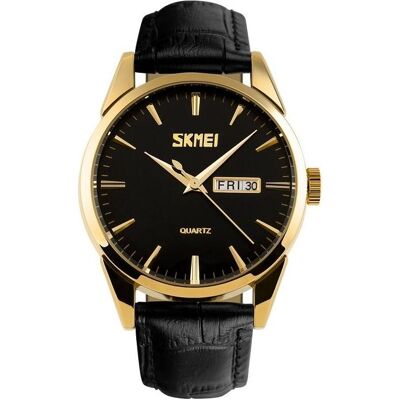 Skmei, Montre, 9073GDBK-B Herrenuhr + BOX, Or, Noir, (Horloge analogique, 39 mm) Skmei, Montre, 9073GDBK-B Herrenuhr + BOX, Or, Noir, (Horloge analogique, 39 mm)