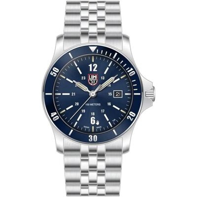 Luminox, Montre, 0910 Series, Argent, Bleu, (Horloge analogique, Swiss Made, 42 mm) Luminox, Montre, 0910 Series, Argent, Bleu, (Horloge analogique, Swiss Made, 42 mm)