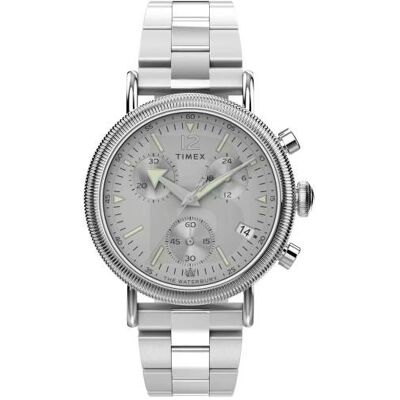 Timex, Montre, Cronografo al Quarzo Waterbury Bordo Moneta, Argent, (Chronographe, Horloge analogique, 40 mm) Timex, Montre, Cronografo al Quarzo Waterbury Bordo Moneta, Argent, (Chronographe, Horloge analogique, 40 mm)