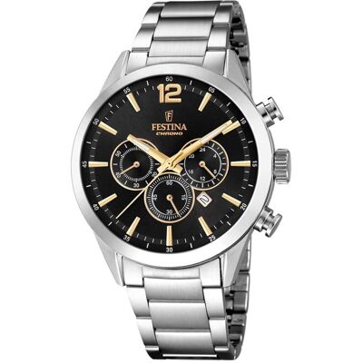 Festina, Montre, Chronographe intemporel, Argent, (Chronographe, 44 mm) Festina, Montre, Chronographe intemporel, Argent, (Chronographe, 44 mm)