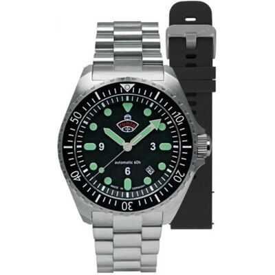 UMR Ruhla, Montre, NVA Kommando, Argent, Noir, (Montre de plongée, 43 mm) UMR Ruhla, Montre, NVA Kommando, Argent, Noir, (Montre de plongée, 43 mm)