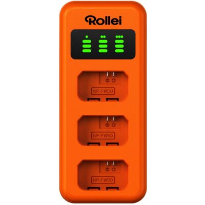 Rollei Ladegerät-Set 3er Pack Kamera-Akkus & Ladegerät (Chargeur de batterie d'appareil photo), Alimentation pour appareil photo, Orange Rollei Ladegerät-Set 3er Pack Kamera-Akkus & Ladegerät (Chargeur de batterie d'appareil photo), Alimentation pour appareil photo, Orange