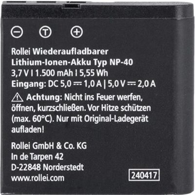 Rollei Digitalkamera Zusatzakku (Batterie de l'appareil photo), Alimentation pour appareil photo, Noir Rollei Digitalkamera Zusatzakku (Batterie de l'appareil photo), Alimentation pour appareil photo, Noir