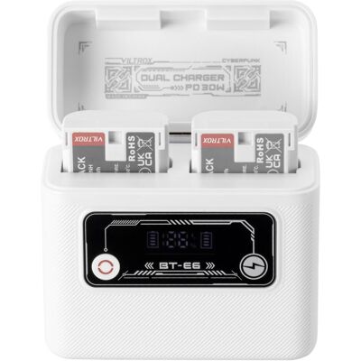 Viltrox Camera Battery Charging Case Power Bank for Canon LP E6 (Batterie de l'appareil photo), Alimentation pour appareil photo, Blanc Viltrox Camera Battery Charging Case Power Bank for Canon LP E6 (Batterie de l'appareil photo), Alimentation pour appareil photo, Blanc