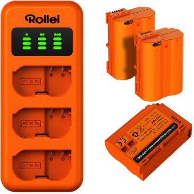 Rollei Ladegerät-Set 3er Pack Kamera-Akkus & Ladegerät (1 pcs), Chargeur de batterie Rollei Ladegerät-Set 3er Pack Kamera-Akkus & Ladegerät (1 pcs), Chargeur de batterie