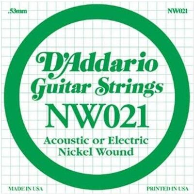 D'Addario Nw021 (1x, Guitare électrique, 0.02"), Corde de guitare D'Addario Nw021 (1x, Guitare électrique, 0.02"), Corde de guitare