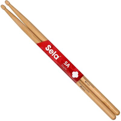 Sela Baguettes de batterie professionnelles 5A érable, Baguettes de batterie + maillets, Marron Sela Baguettes de batterie professionnelles 5A érable, Baguettes de batterie + maillets, Marron